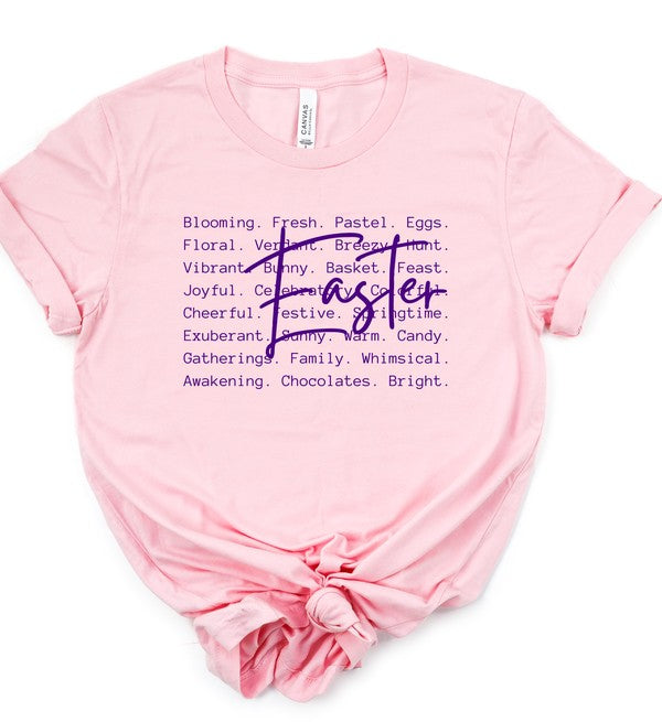 Pink Easter Words Printed Graphic Tee Plus