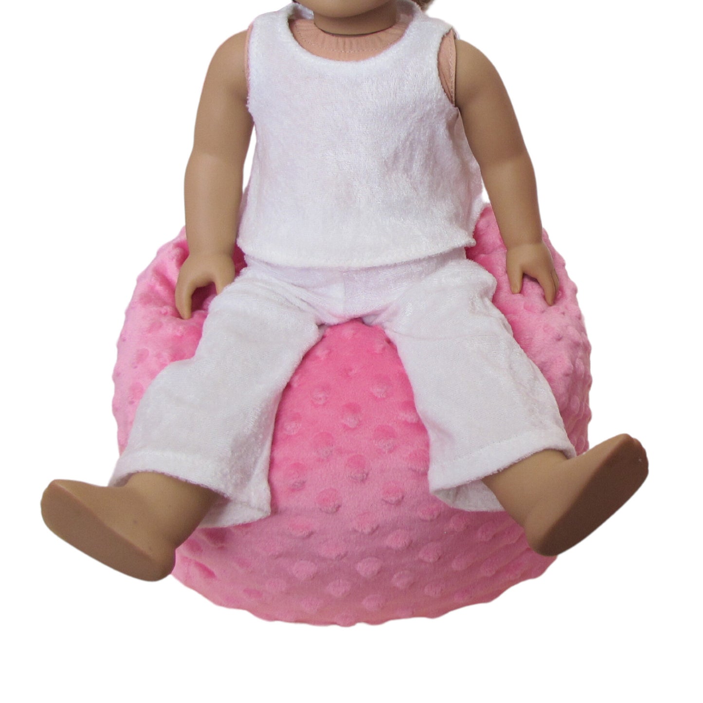 Pink Minky Doll Bean Bag Chair for 18-inch dolls with doll