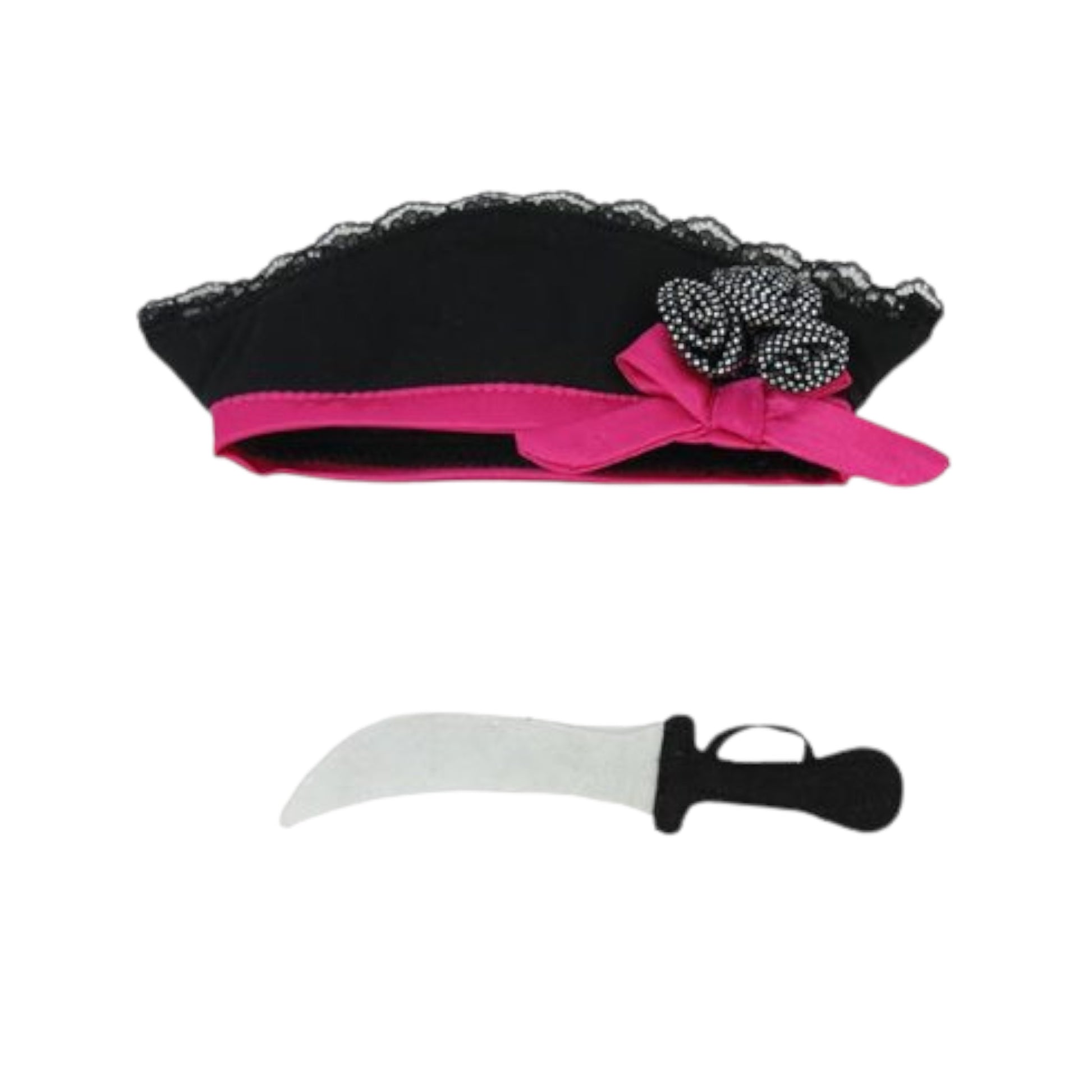 Pink Tutu PIrate Halloween Costume for 18-inch dolls - Hat and felt sword