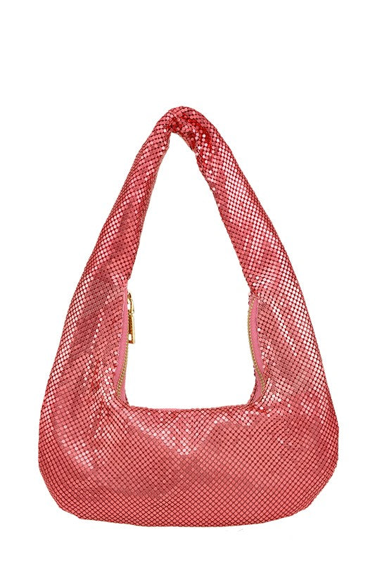 Pink U Shape Metal Mesh Bag