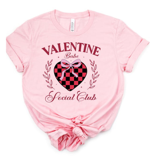 Pink Valentine Babe Social Club Graphic Tee Plus
