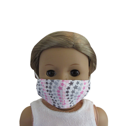 Pink and Gray Stars Print Doll Face Mask for 18-inch dolls