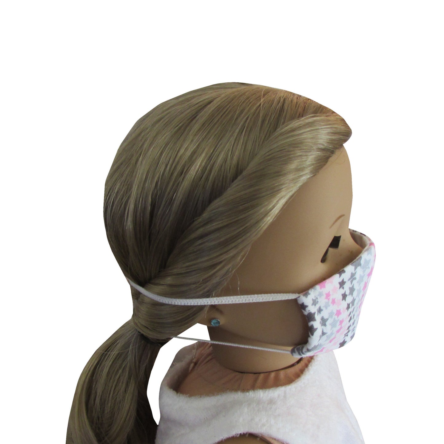Pink and Gray Stars Print Doll Face Mask for 18-inch dolls