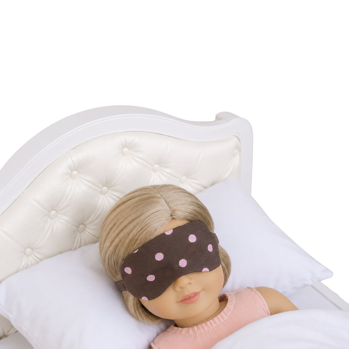 Pink Dots on Brown Doll Sleep Mask for 18-inch dolls