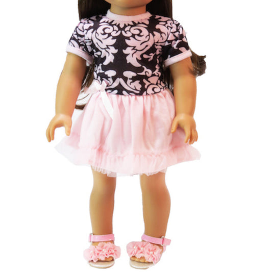 Pink and Black Dress for 18-inch dolls with doll