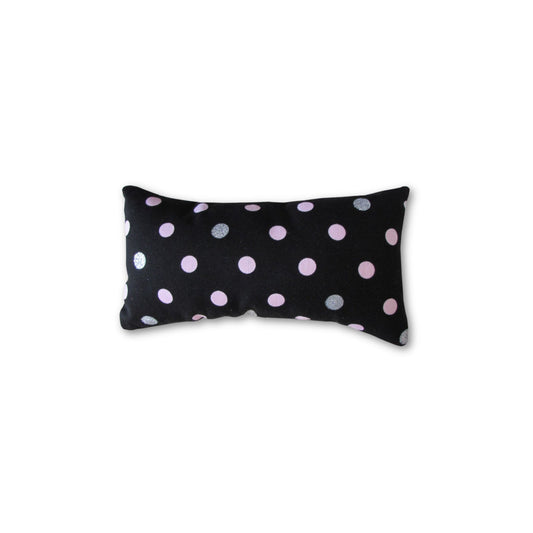 Pink and Silver Dots on Black Doll Pillow for 18-inch dolls