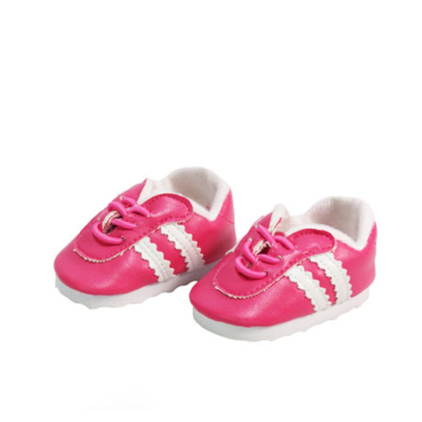 Pink and White Sporty Sneakers Side view for 18-inch dolls