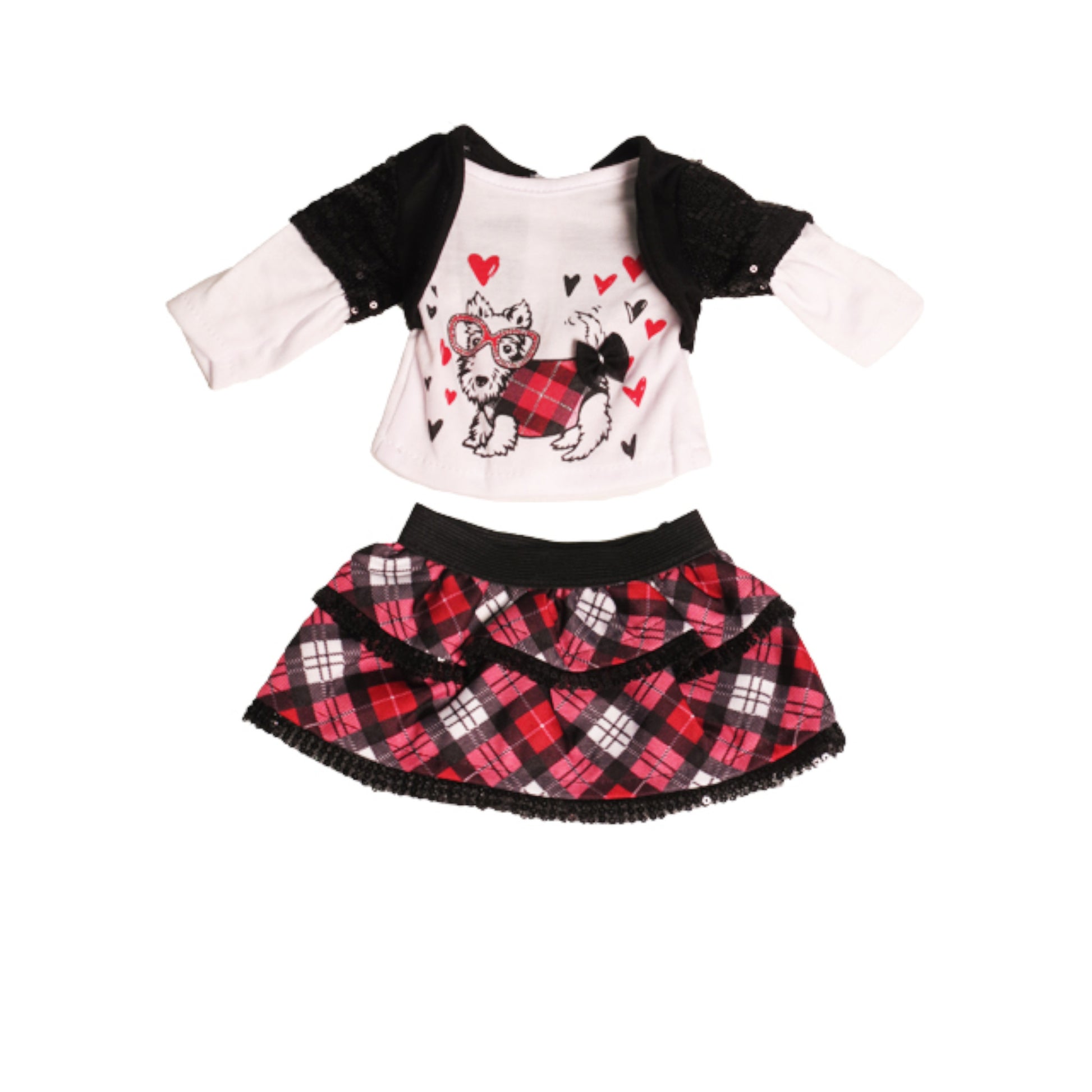 Plaid Glamour Puppy Outfit for 18-inch dolls Flat