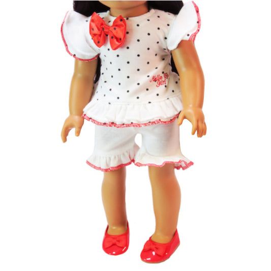 Polka Dot Shorts Set for 18-inch dolls with doll