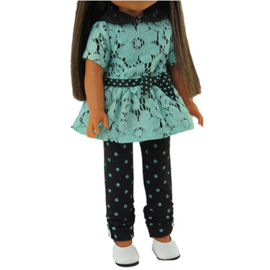 Polka Dots and Lace Pant Set for 14 1/2-inch dolls with doll