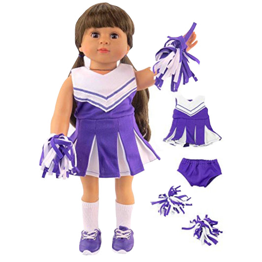 Purple Cheerleader Outfit for 18-inch dolls with doll
