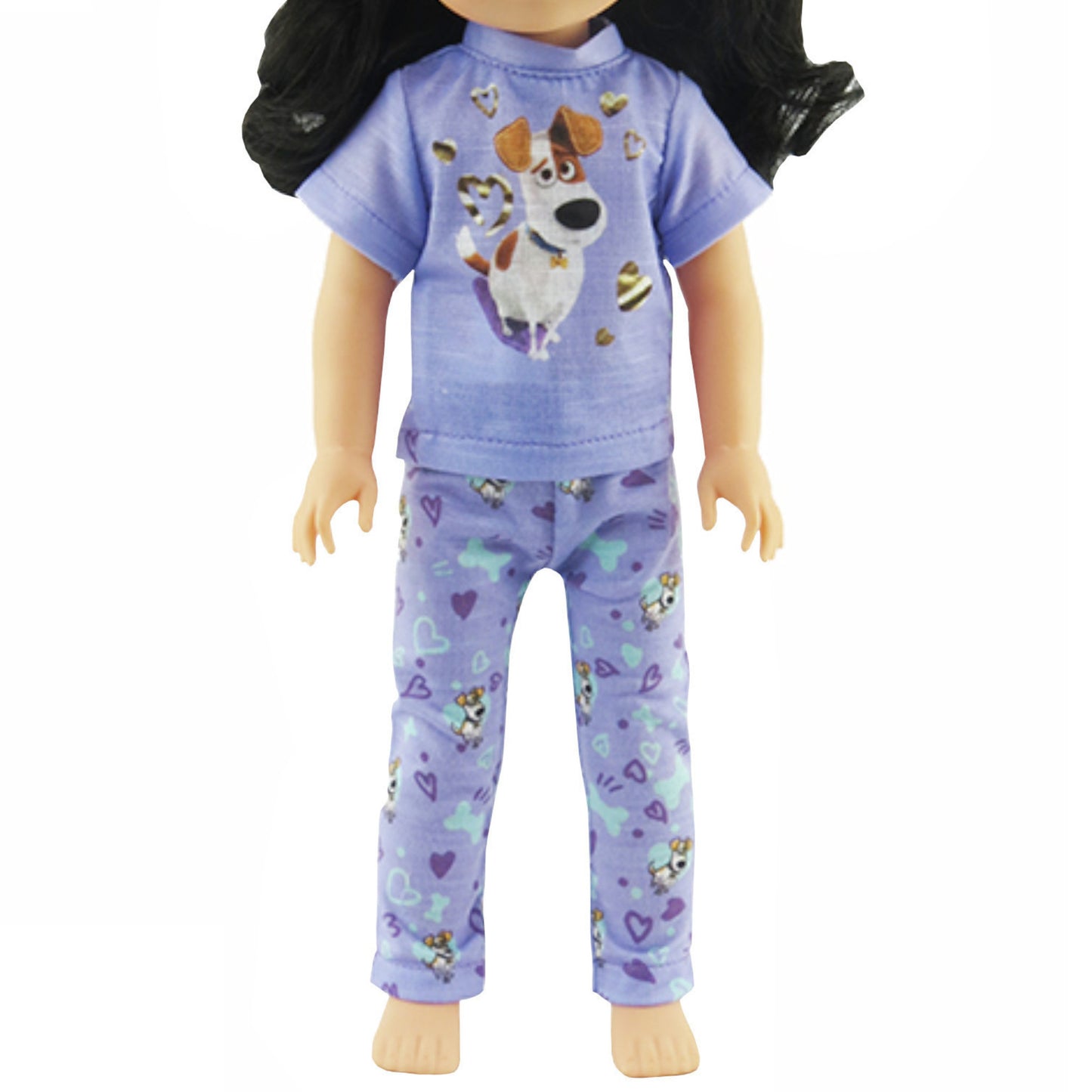 Purple Pets Inspired 2 Pc Pajamas for 14 1/2-inch dolls with doll