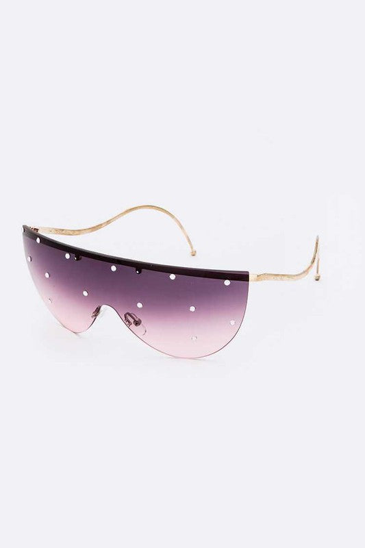 Purple Crystal Pave Iconic Oversize Sunglasses Side view
