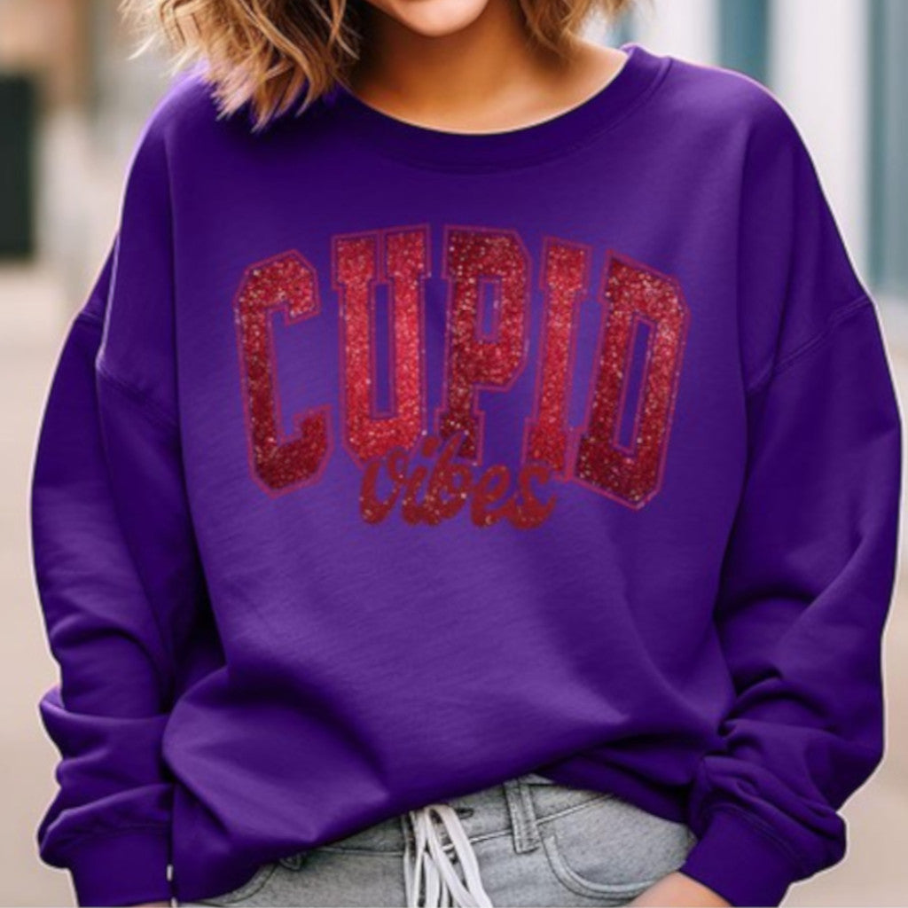 Purple Cupid Vibes Fleece Sweatshirt