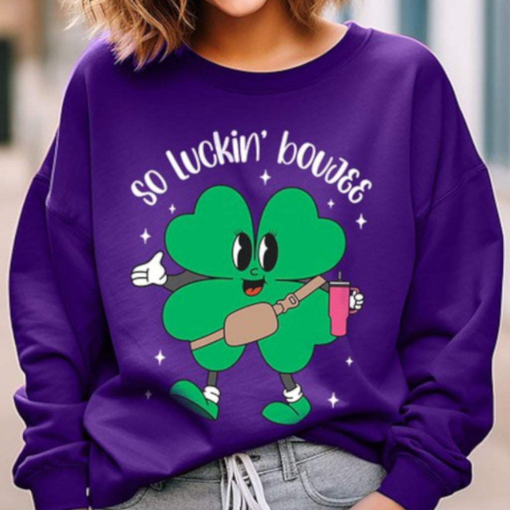 Purple So Luckin' Boujee Shamrock Sweatshirt