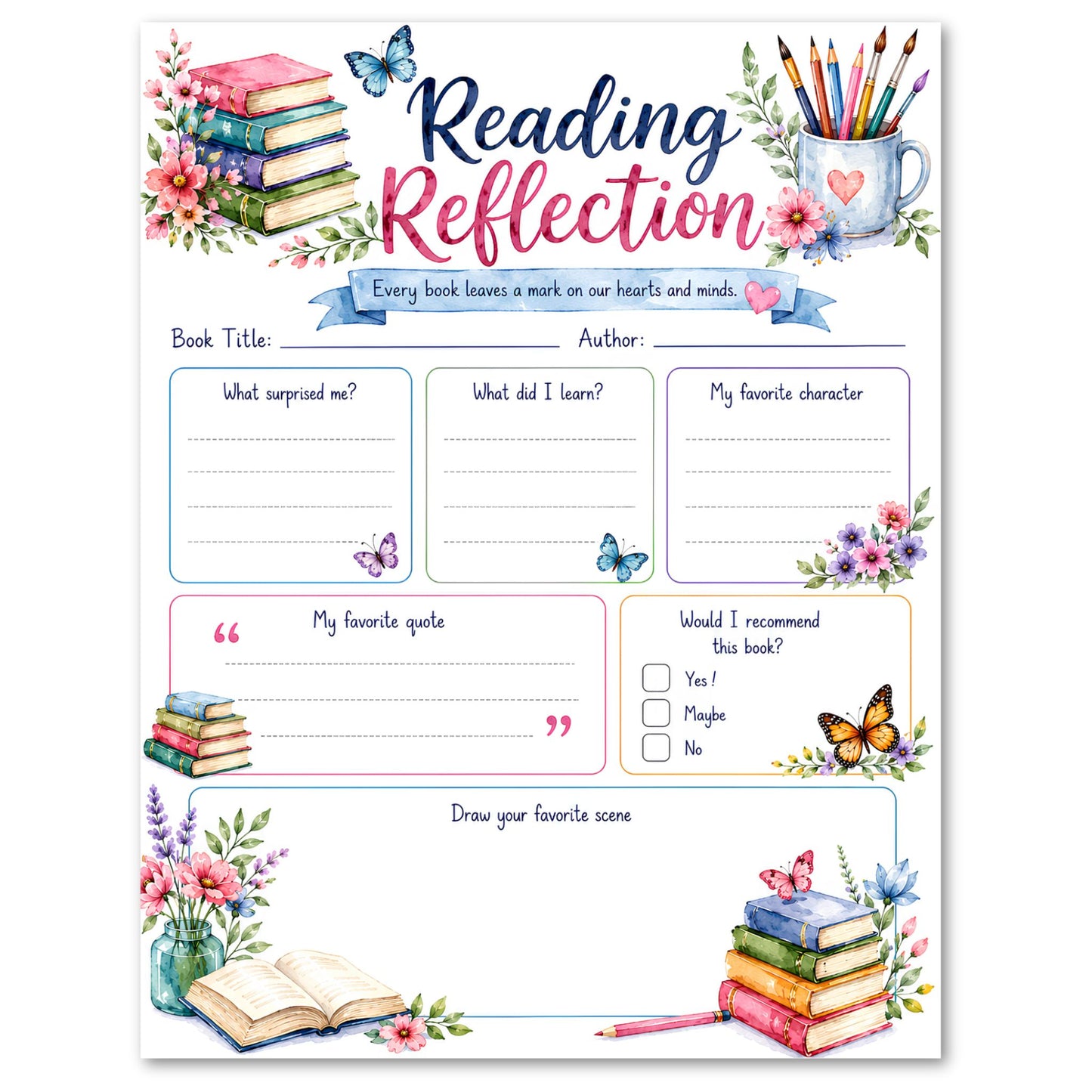 Reading Reflection Worksheet Printable