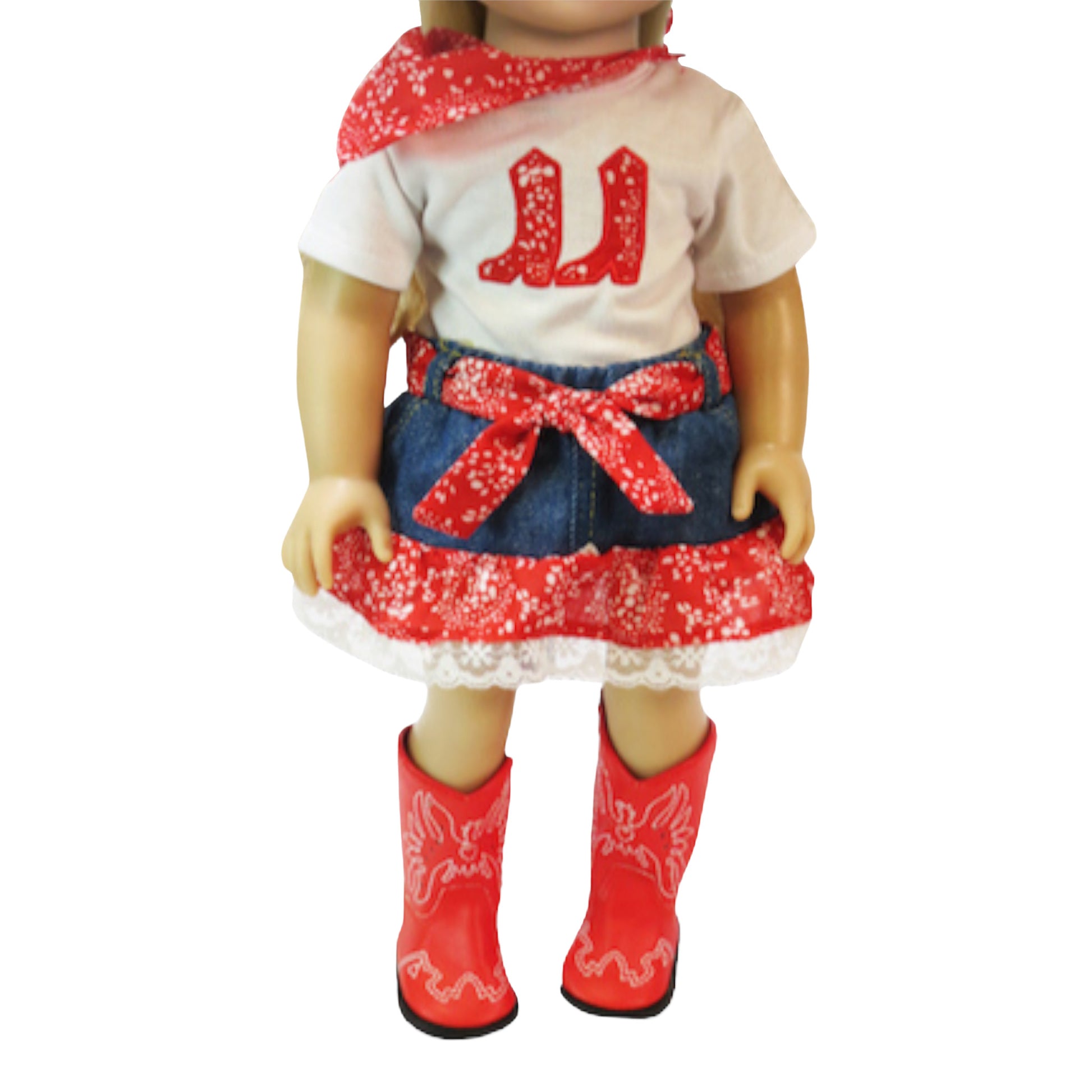 Red Cowgirl Western Outift for 18-inch dolls with doll