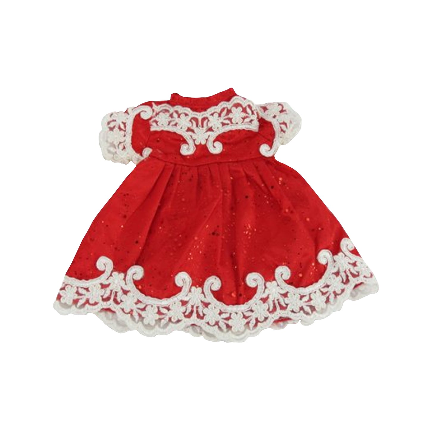 Red Dress with White Embroidery for 18-inch dolls Flat