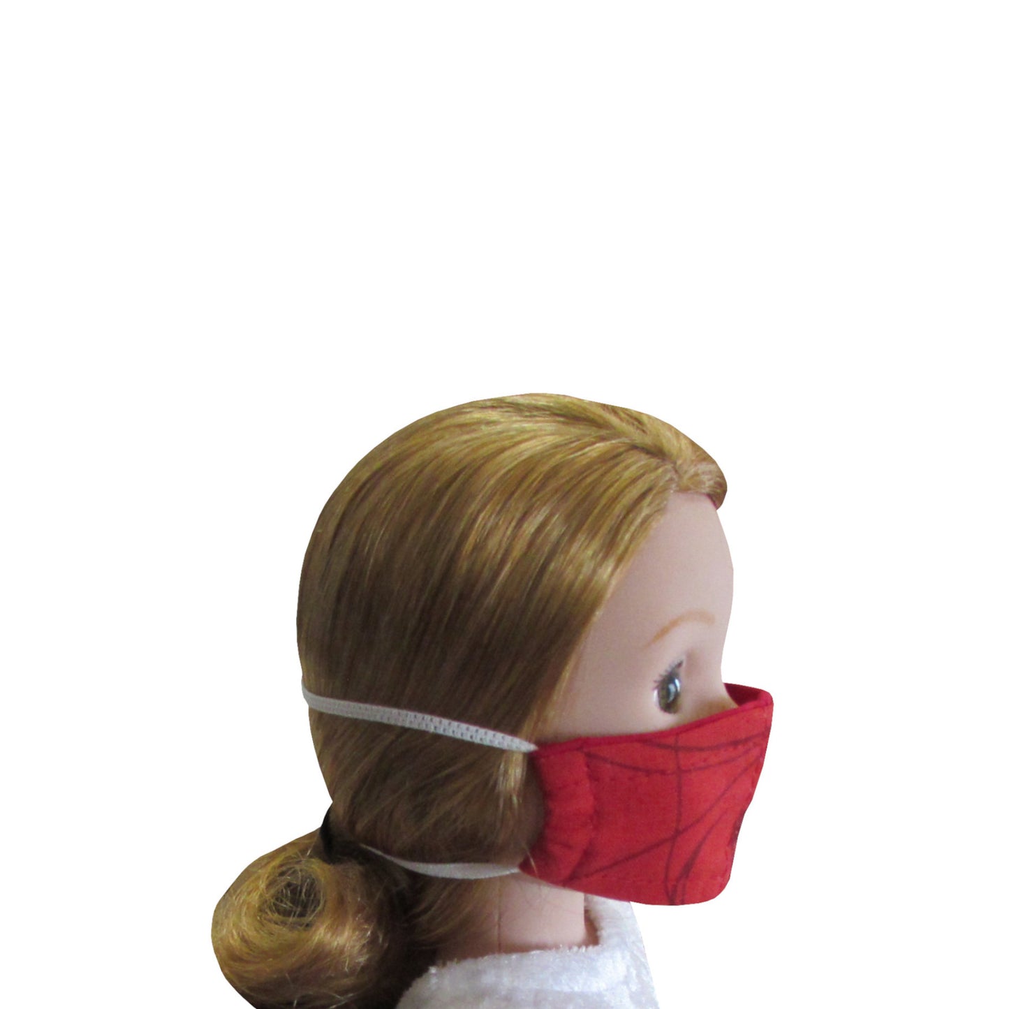 Red Floral Metallic Print Doll Face Mask for 14 1/2-inch dolls with Wellie Wishers doll Side