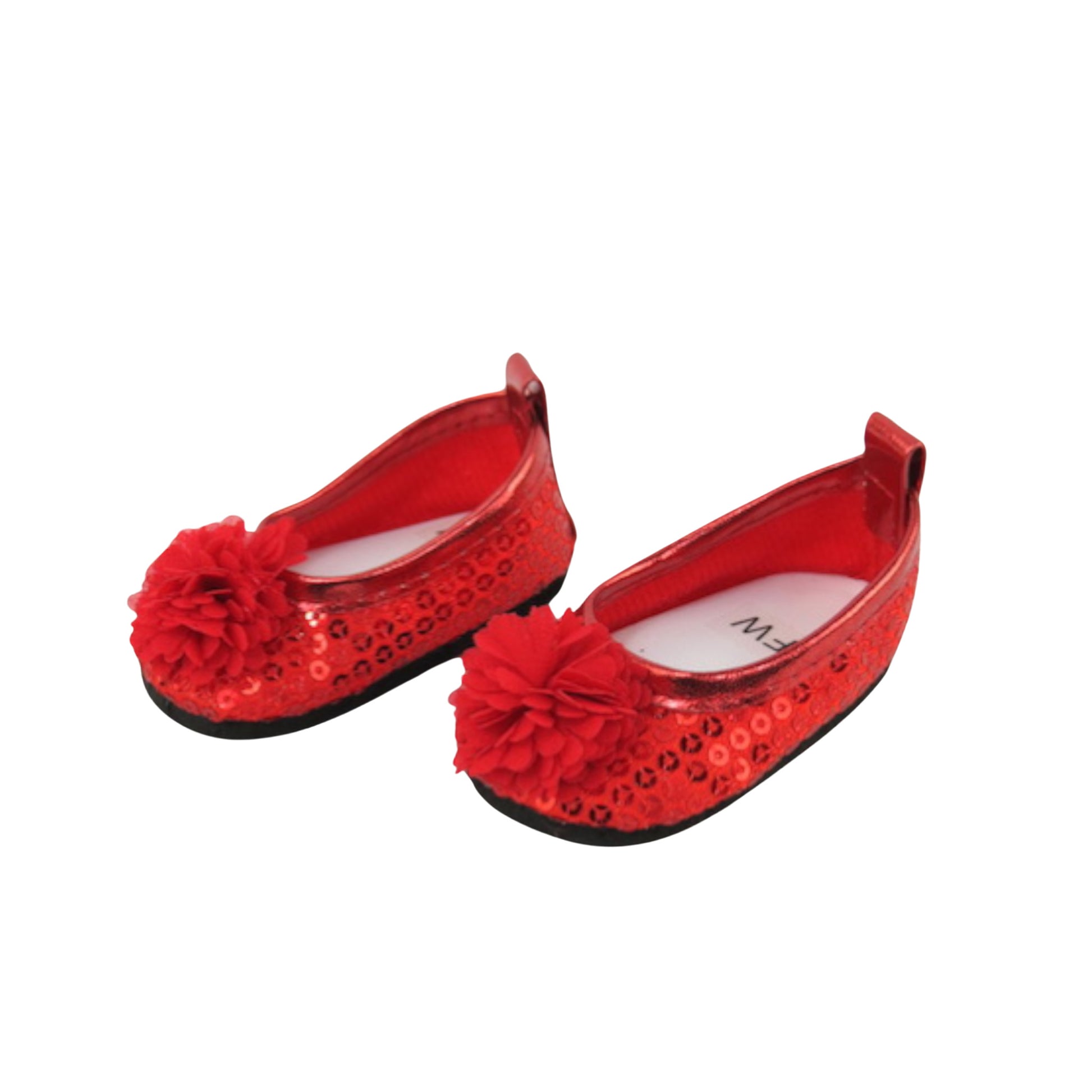 Red Flowers and Sequins Flats for 18 inch dolls