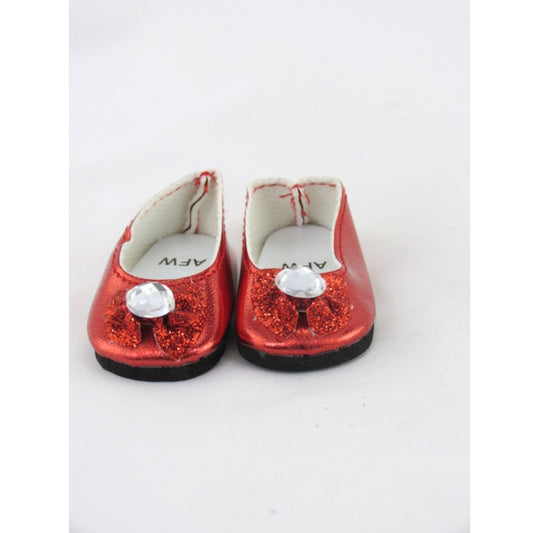 Red Glitter Bow Flats for 14 1/2-inch dolls