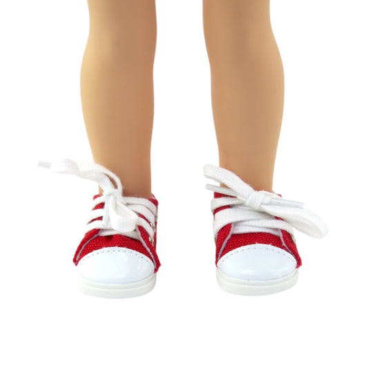 Red Low Cut Sneakers for 14 1/2-inch dolls with doll