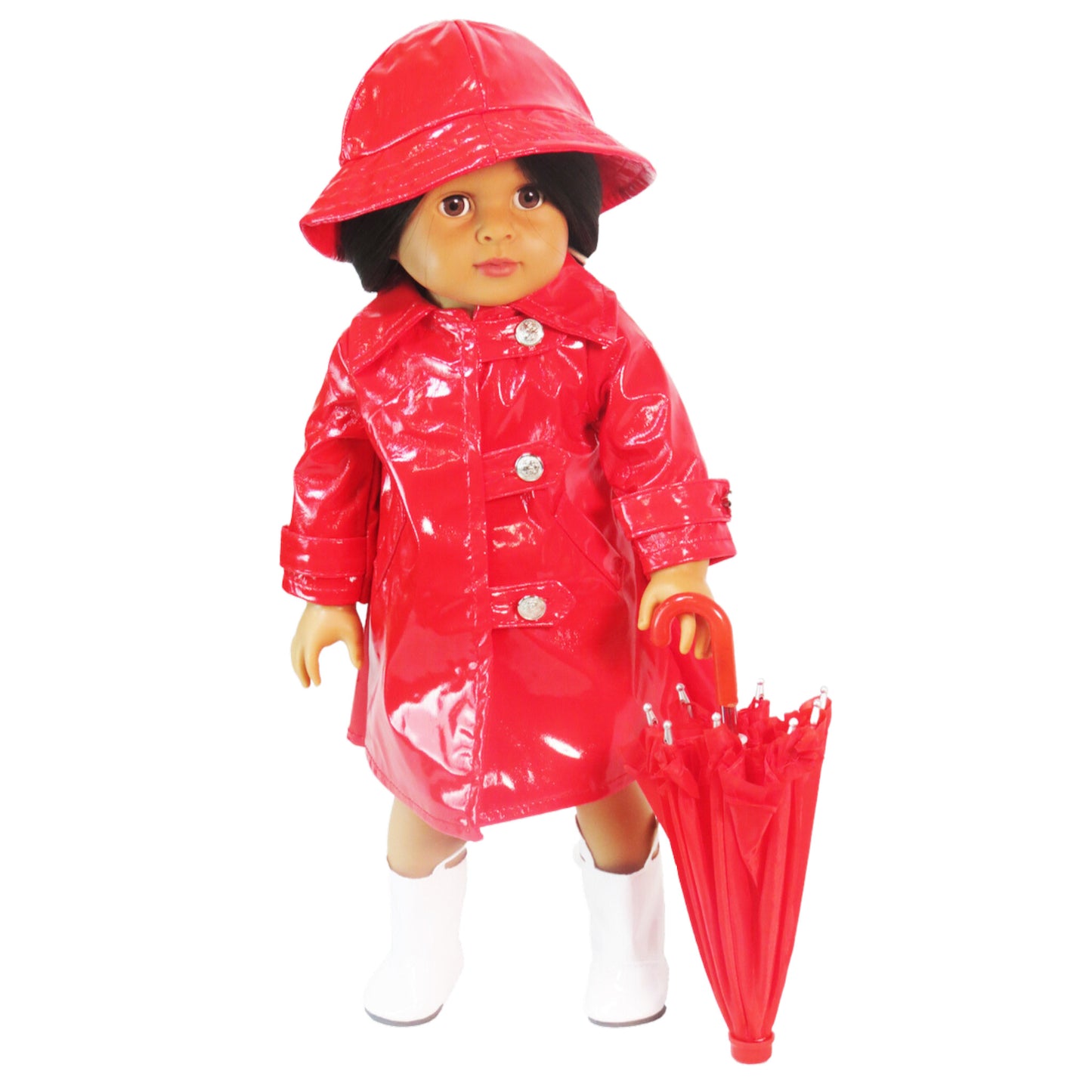 Red Raincoat with Umbrella Set for 18-inch dolls with doll