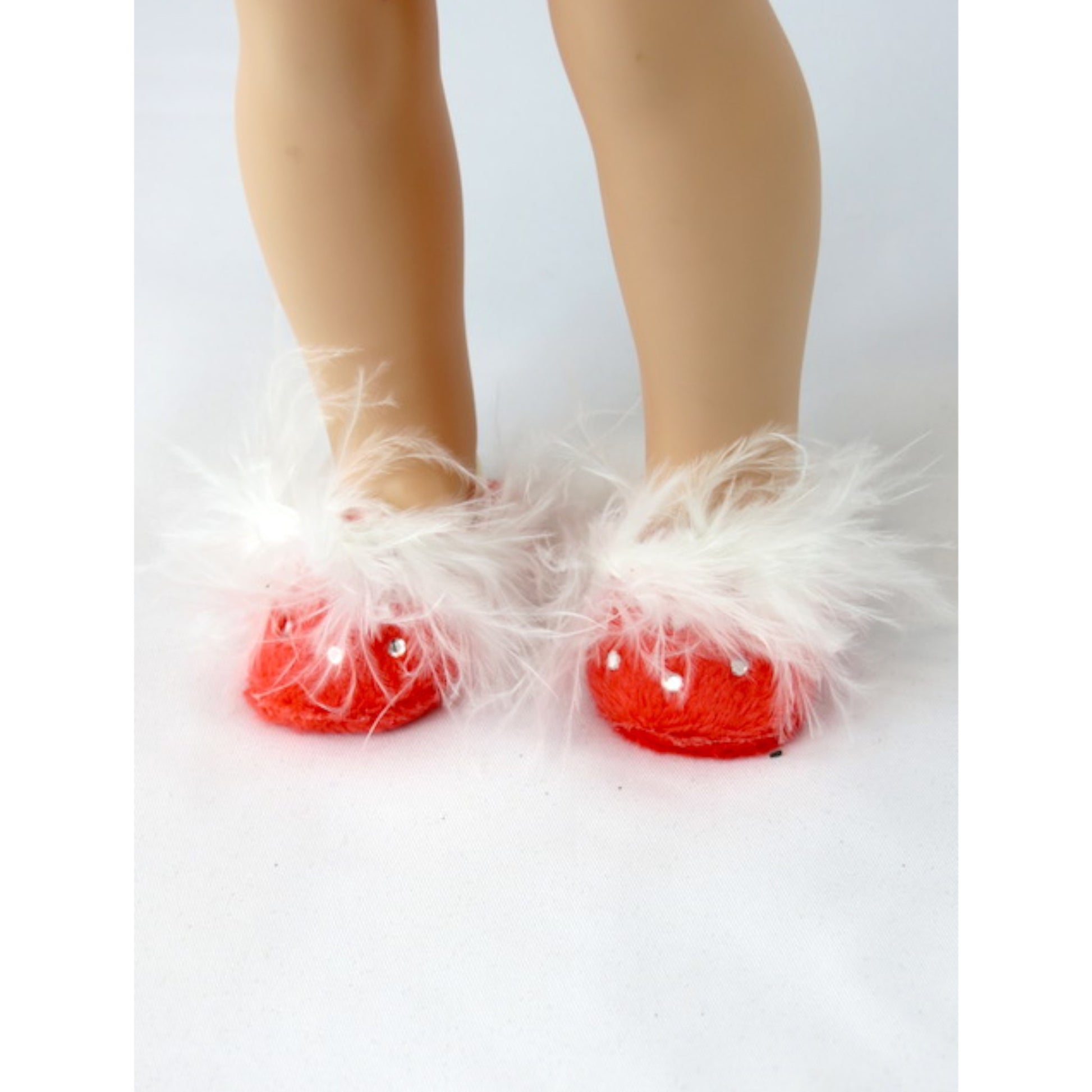 Red Slippers with rhinestones for 14 1/2-inch dolls