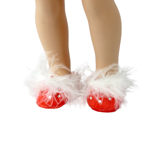 Red Slippers with rhinestones for 14 1/2-inch dolls