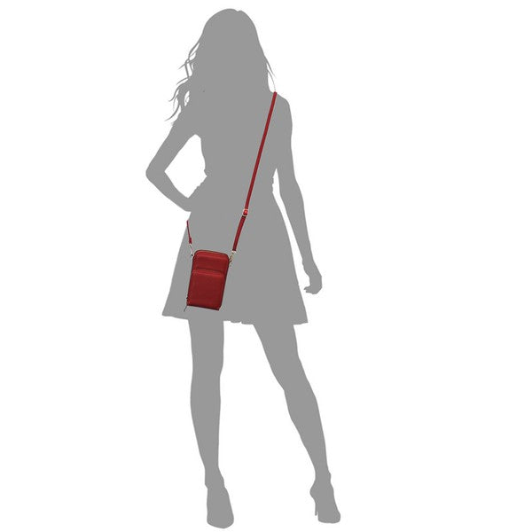 Red Fashion Crossbody Bag Cell Phone Purse on Silhouette Model