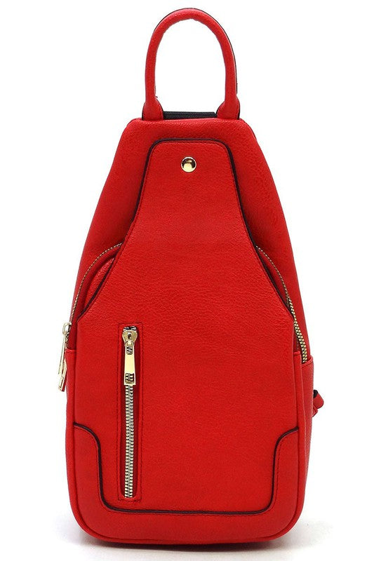 Red Fashion Sling Backpack Front view