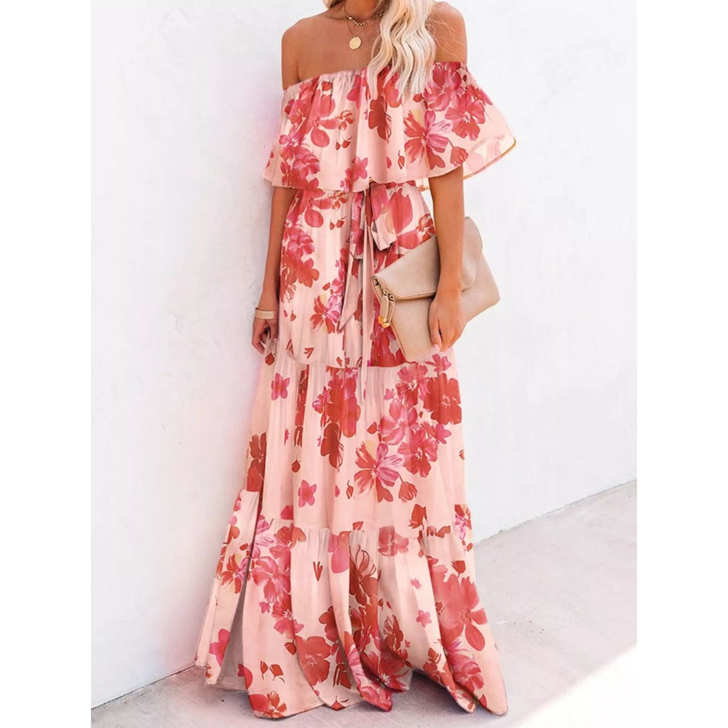 Full Size Off-Shoulder Tiered Maxi Dress Plus Size