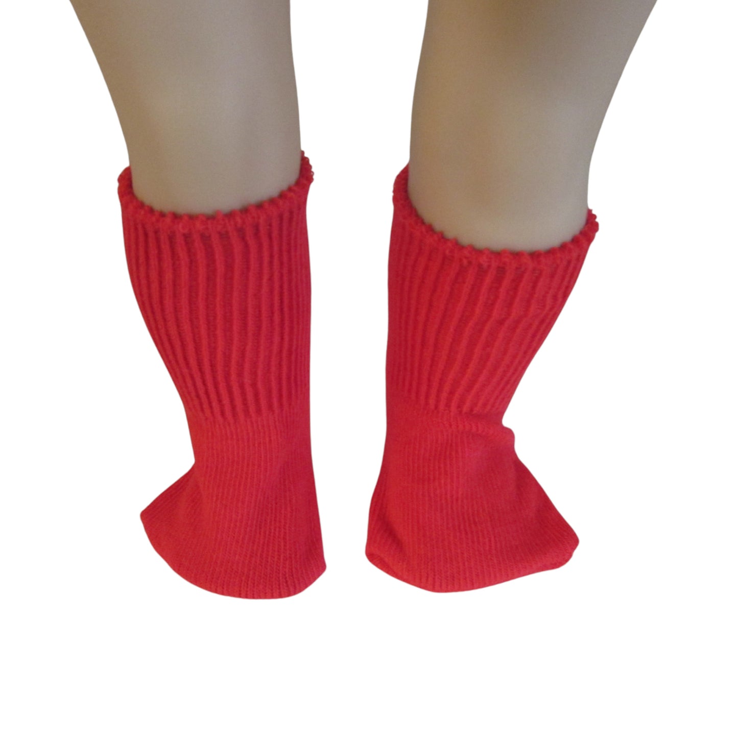 Red Knee Socks for 18-inch dolls on doll Front view