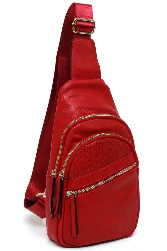 Red Laser Cut Printed Sling Bag Front view