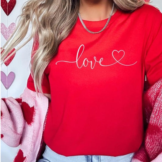 Red Love With Heart Graphic Tee