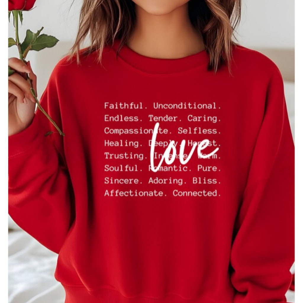 Red Love Words Graphic Crewneck Sweatshirt Plus
