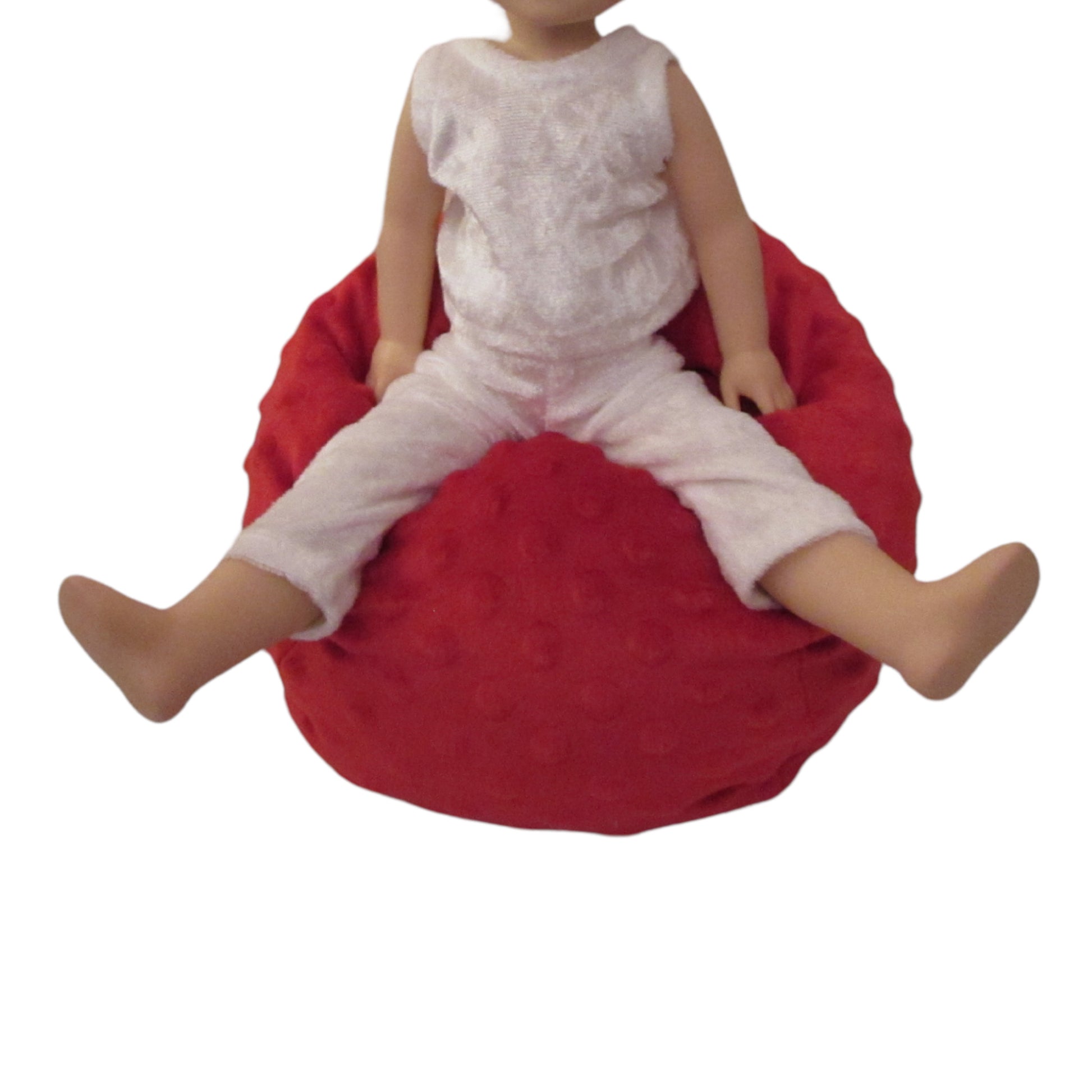 Red Minky Doll Bean Bag Chair for 14 1/2-inch dolls with doll