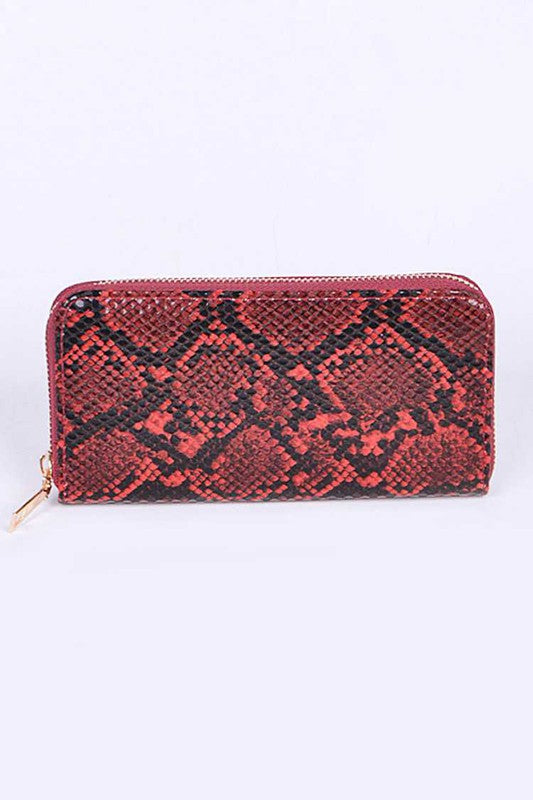 Red Python Printed Fashion Wallet Front view