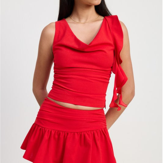 Sleeveless Cowl Neck Top Front view