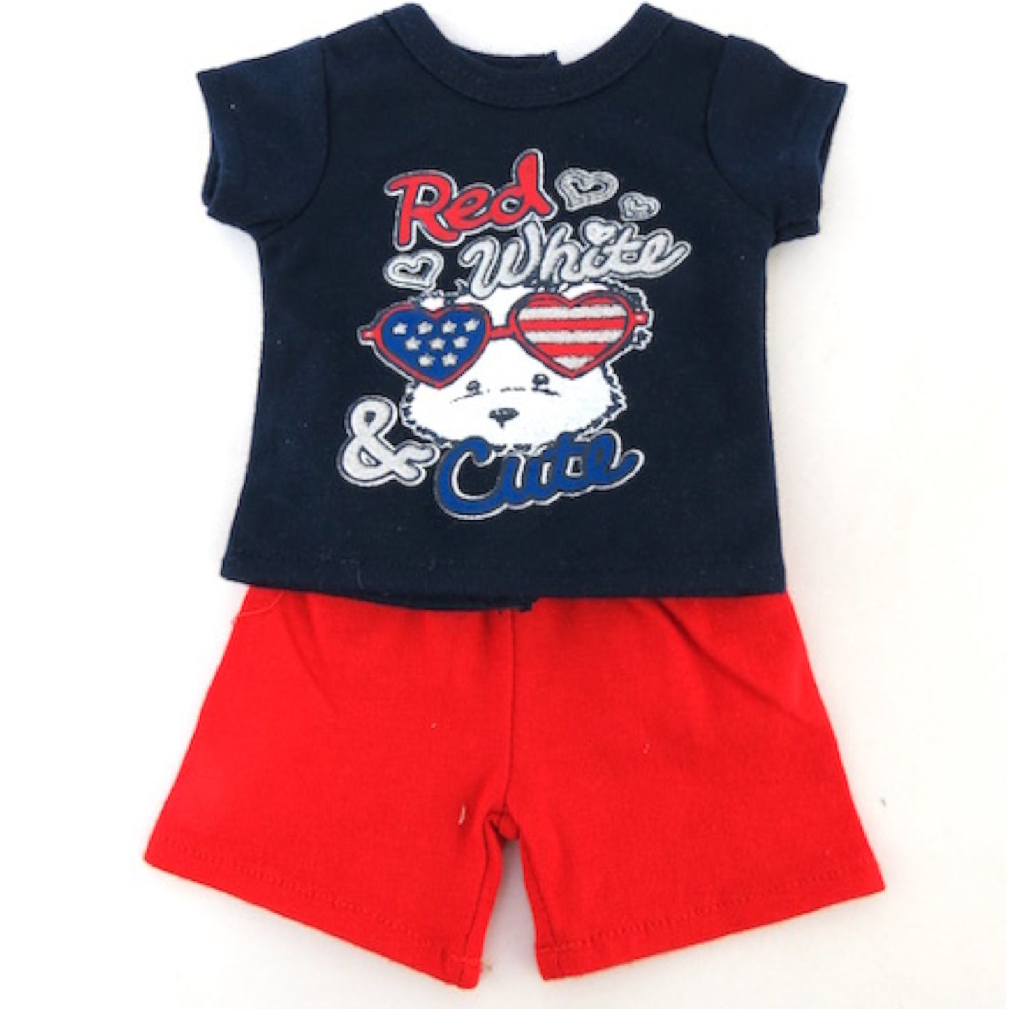 Red, White, and Blue Shorts Set for 18-inch dolls Flat