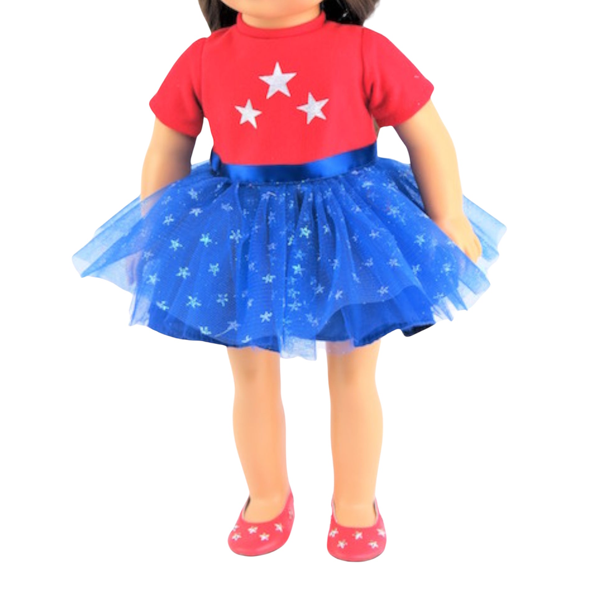Red, White, and Blue Tutu Dress for 18-inch dolls Side view