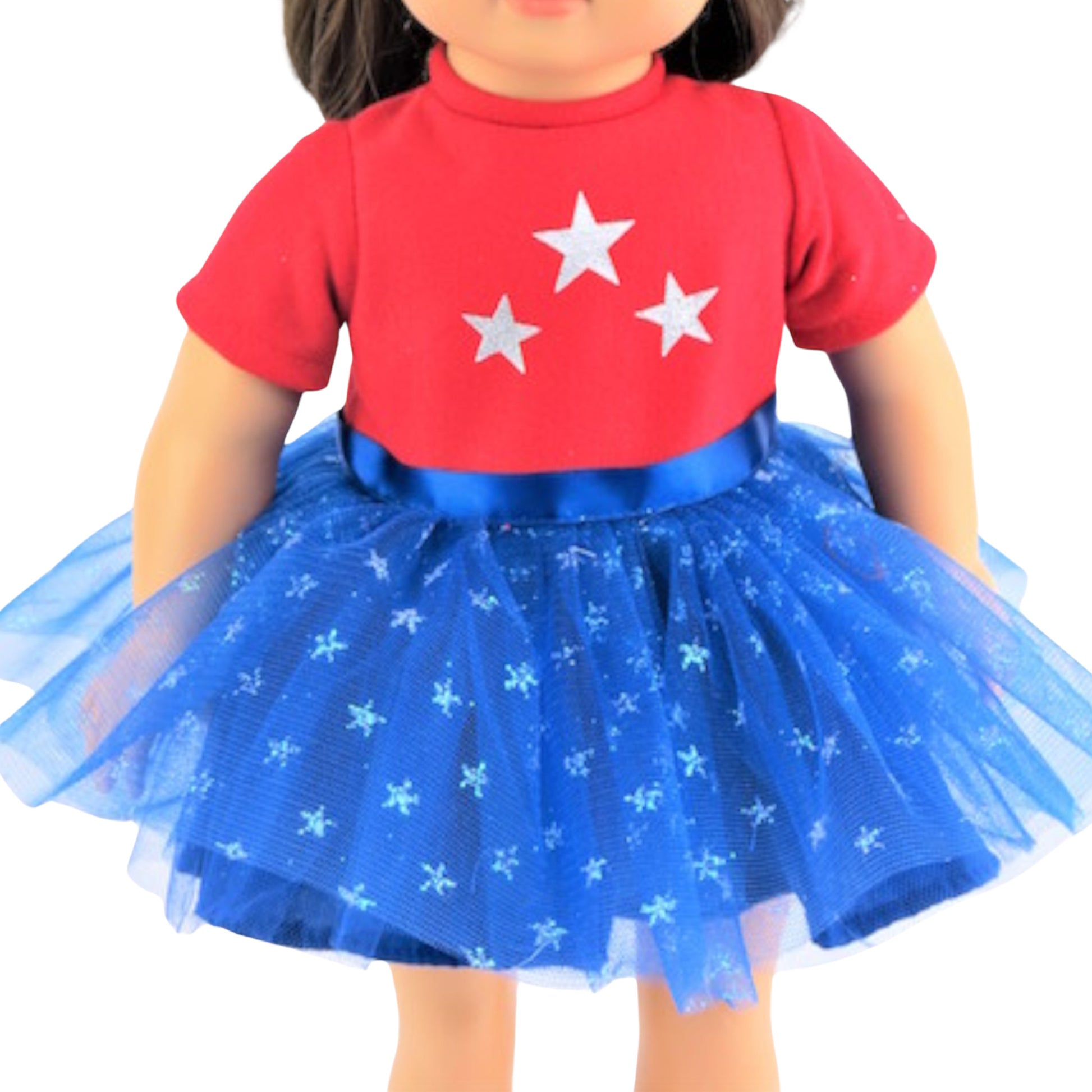Red, White, and Blue Tutu Dress for 18-inch dolls Up Close