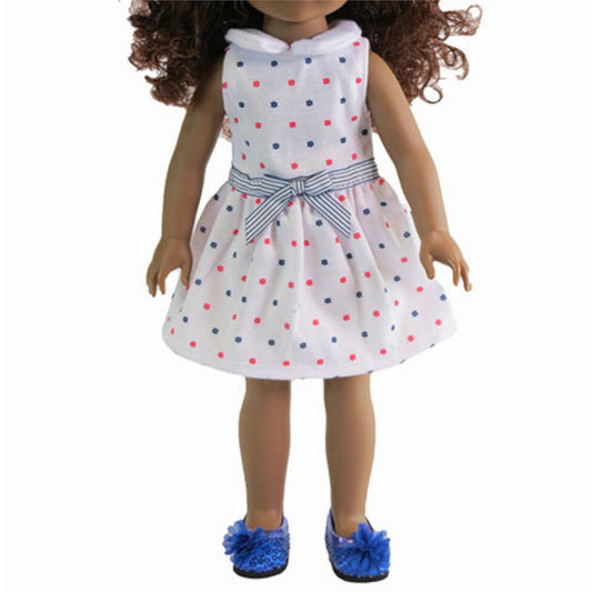 Red and Blue Polka Dot Dress for 14 1/2-inch dolls with doll