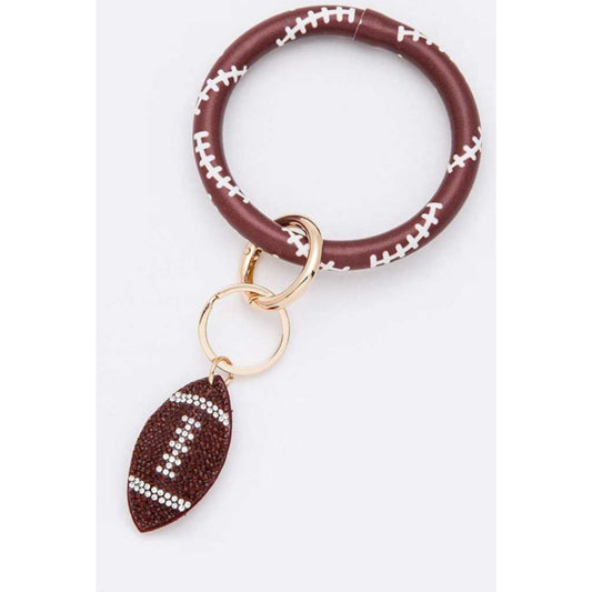 Rhinestone Football Bracelet Key Chain