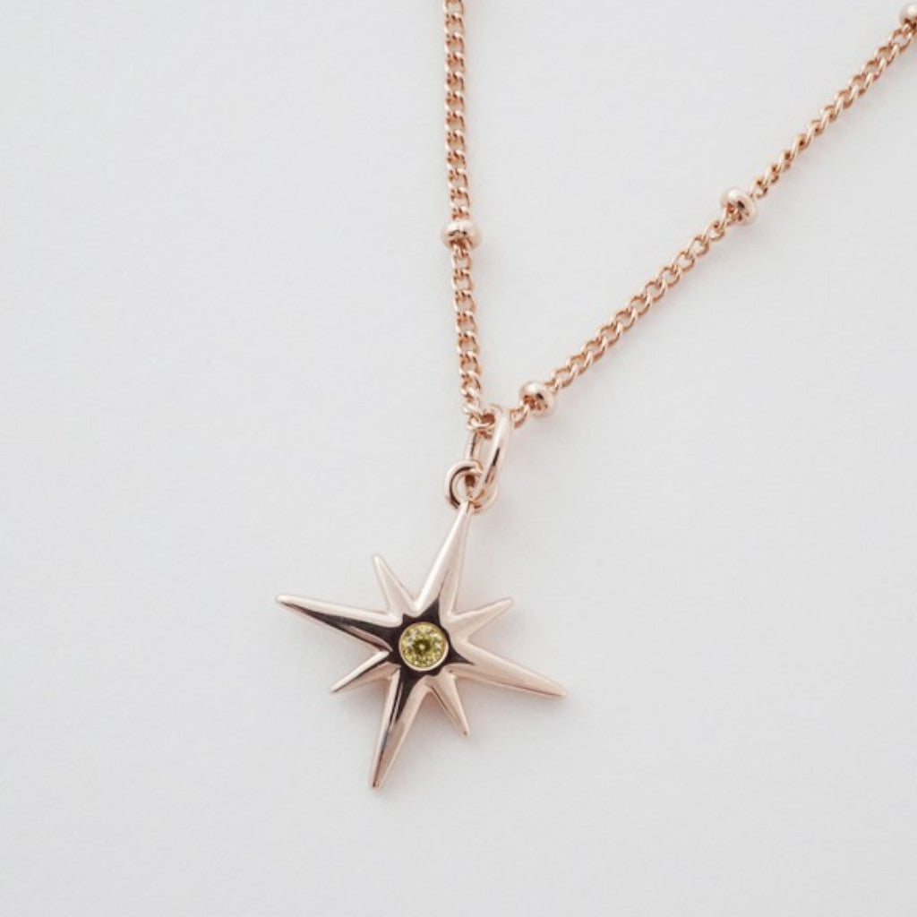 Rose Gold North Star Necklace Right Corner view