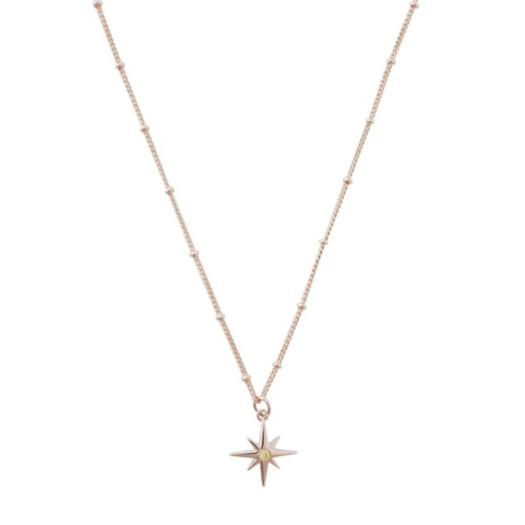 Rose Gold North Star Necklace on white background