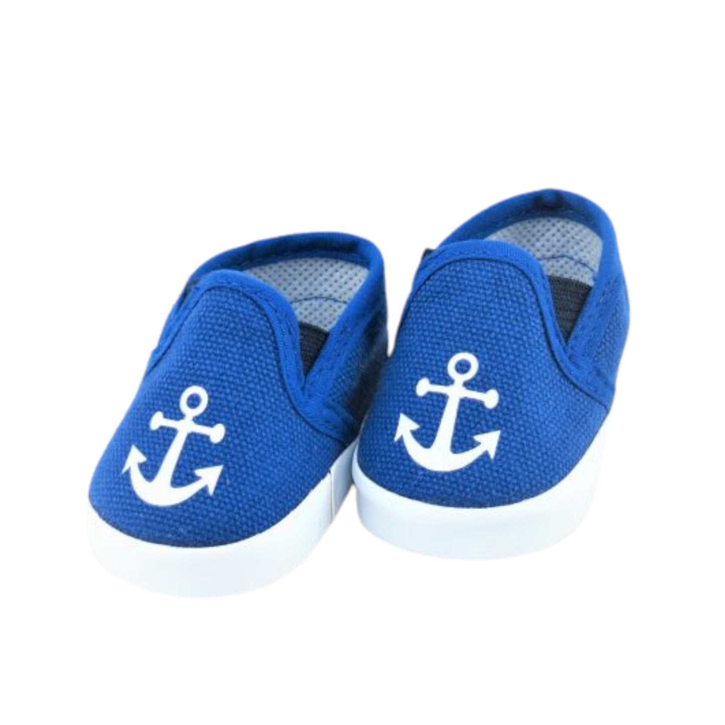 Royal Blue Canvas Anchor Shoes for 18-inch dolls Front view