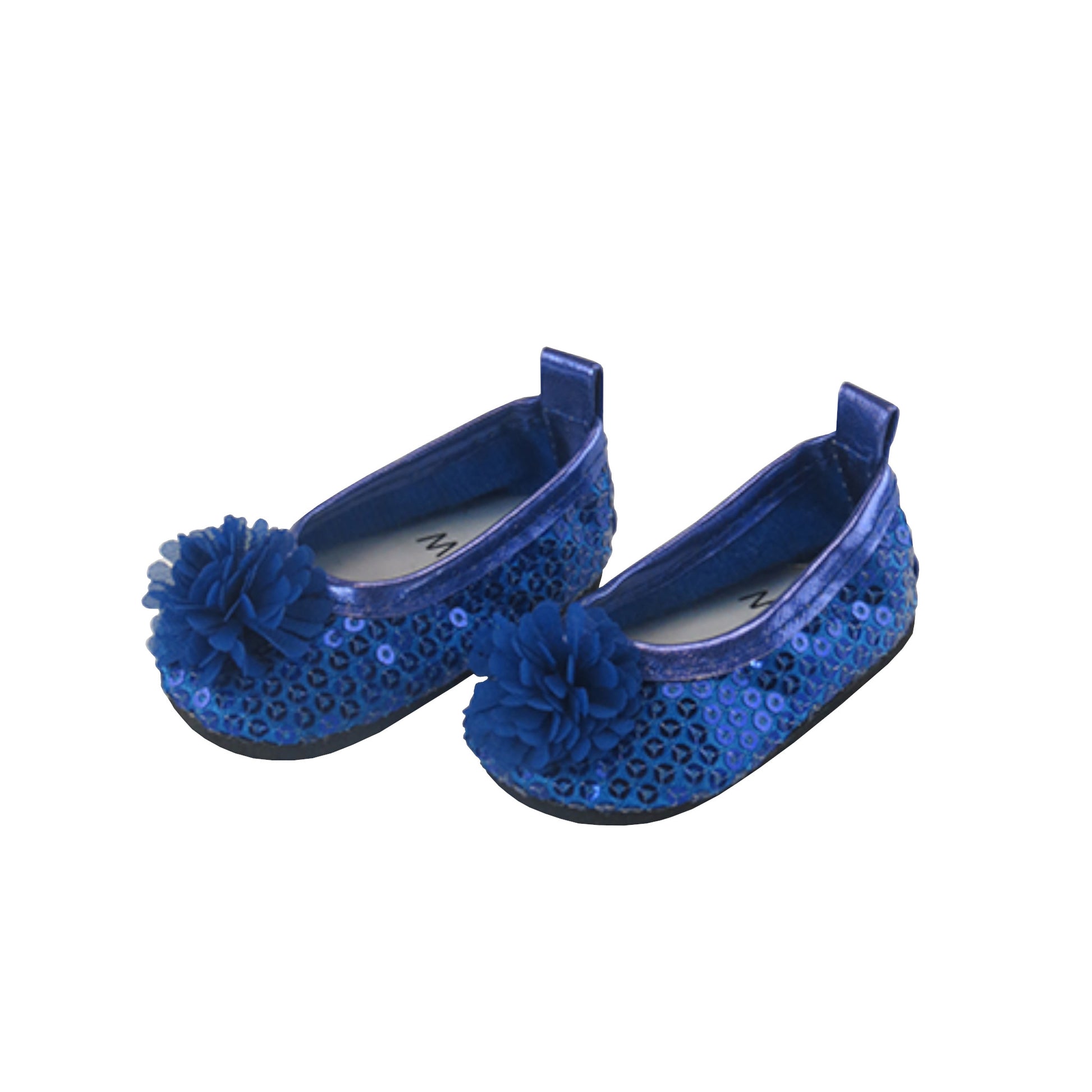 Royal Blue Flower and Sequins Flats for 18-inch dolls