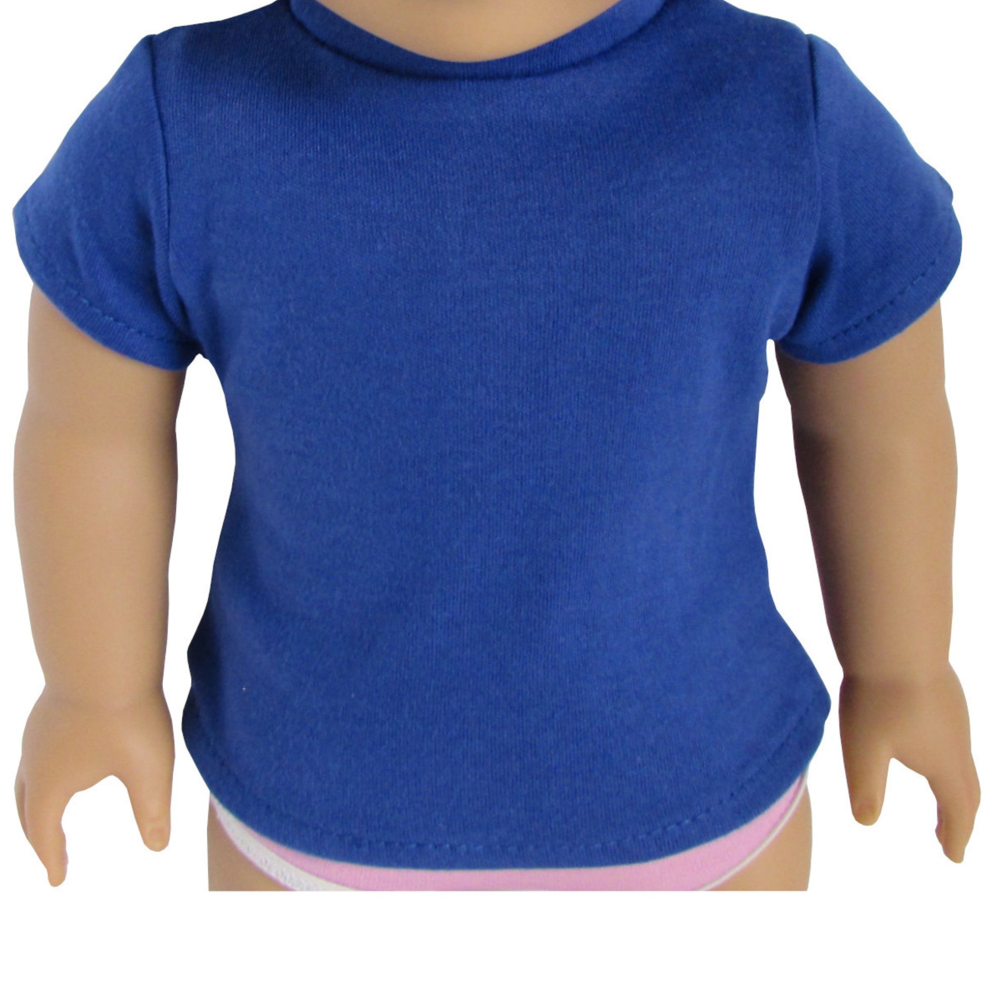 Royal Blue T-Shirt for 18-inch dolls with doll