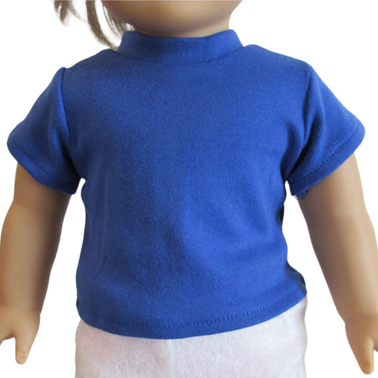 Royal Blue T-Shirt for 18-inch dolls with doll Front view